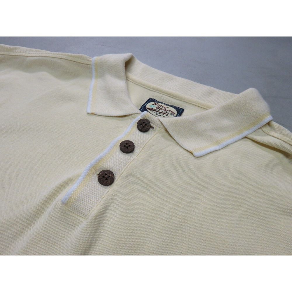 Mens Tommy Bahama Yellow Polo Floral Shirt Size M Cotton Vintage Short Sleeve - Picture 6 of 6